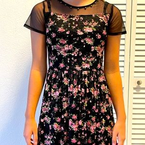 Black/pink floral dress